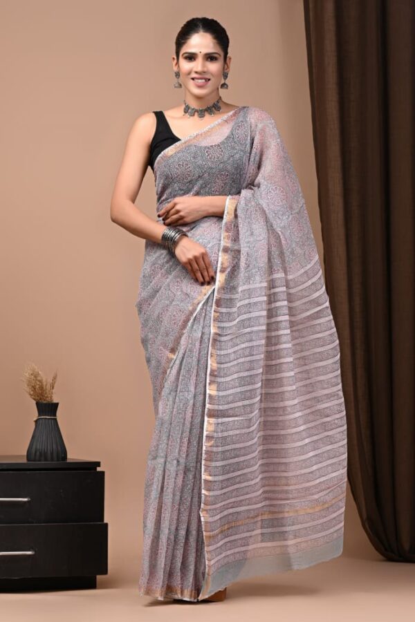 handblock print kota sarees (red with golden border)