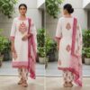 handblock print with chiffon dupatta (whi)