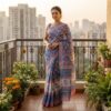 handblock print silk sarees (red with black dot)