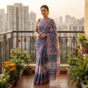 NEW ARRIVALS handblock print silk sarees (red with black dot)