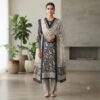 handblock print with chiffon dupatta (beige floral printed)