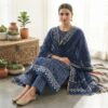 handblock print chanderi silk (green white printed)