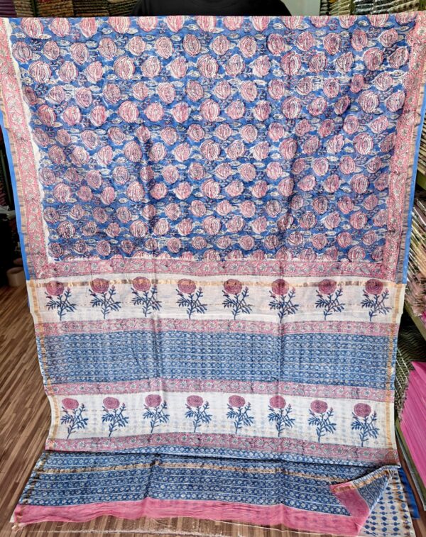 handblock print silk sarees (red with black dot)