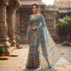 handblock print chiffon sarees(red)