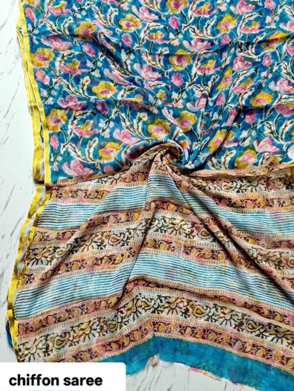 handblock print chiffon sarees(red) handblock print chiffon sarees(red)