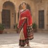 handblock print mul cotton sarees (pink with purple)