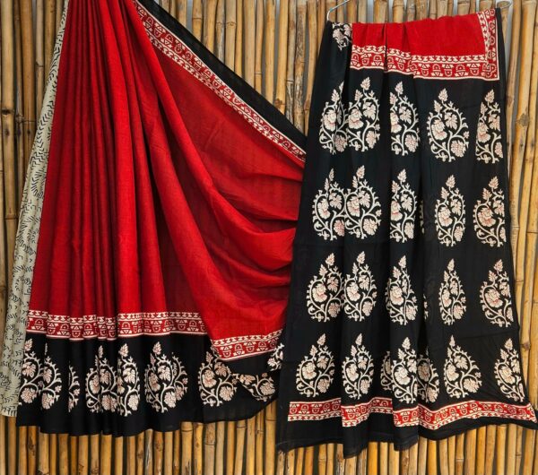 handblock print mul cotton sarees (pink with purple) handblock print mul cotton sarees (pink with purple)