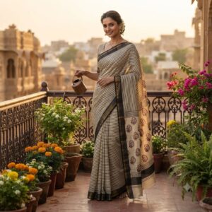 NEW ARRIVALS handblock print silk sarees (dark pink)