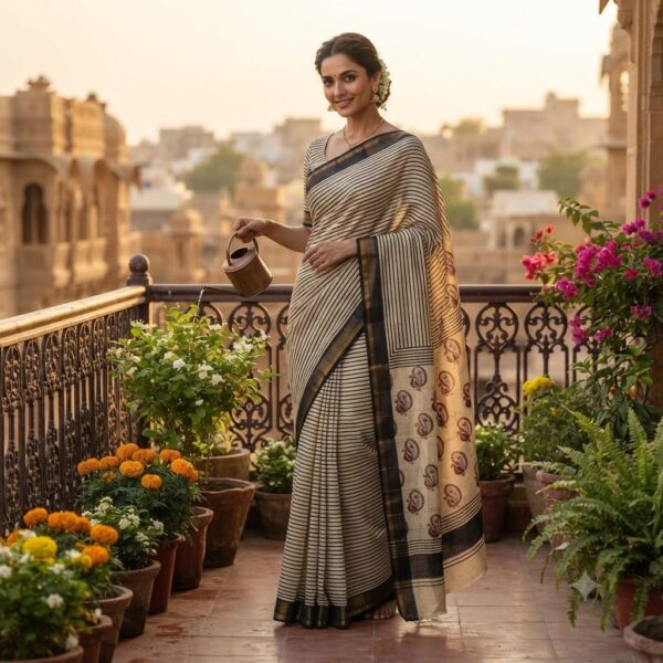 handblock print silk sarees (dark pink)