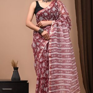 NEW ARRIVALS handblock print kota sarees (black floral printed)