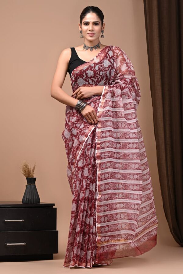 handblock print kota sarees (black floral printed)