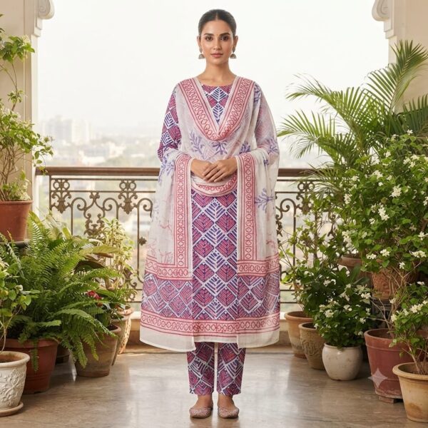 handblock print with chiffon dupatta (black printed)