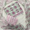 handblock print with chiffon dupatta (white with pink lines)
