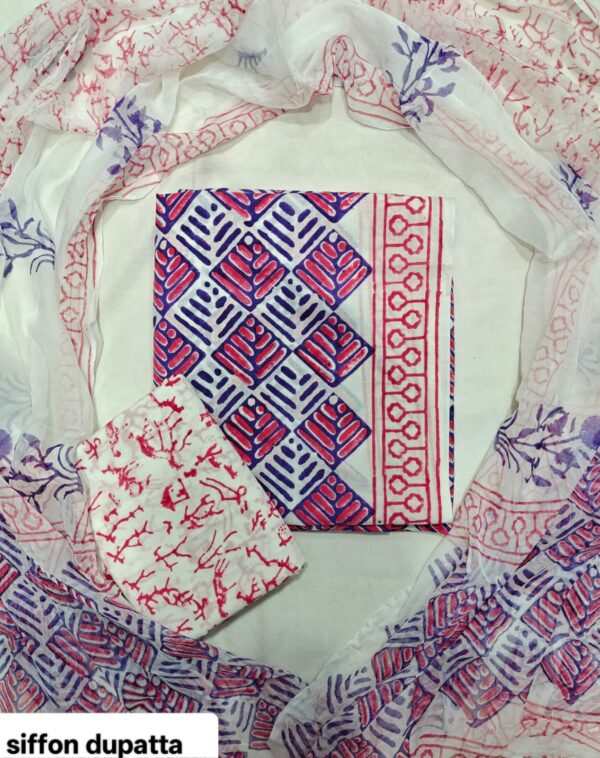 handblock print with chiffon dupatta (black printed)