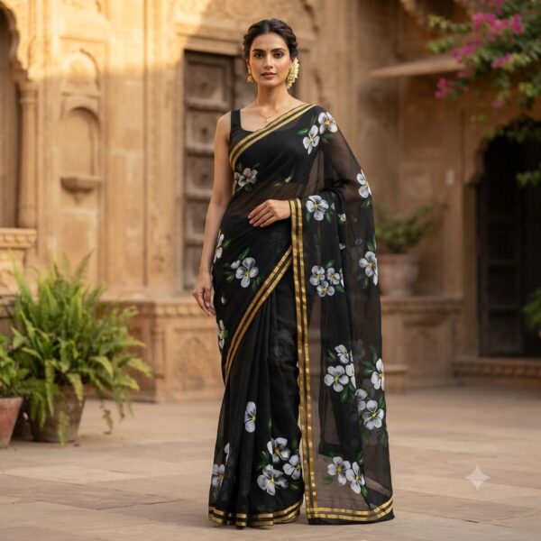 handblock print chiffon sarees(purple) handblock print chiffon sarees(purple)