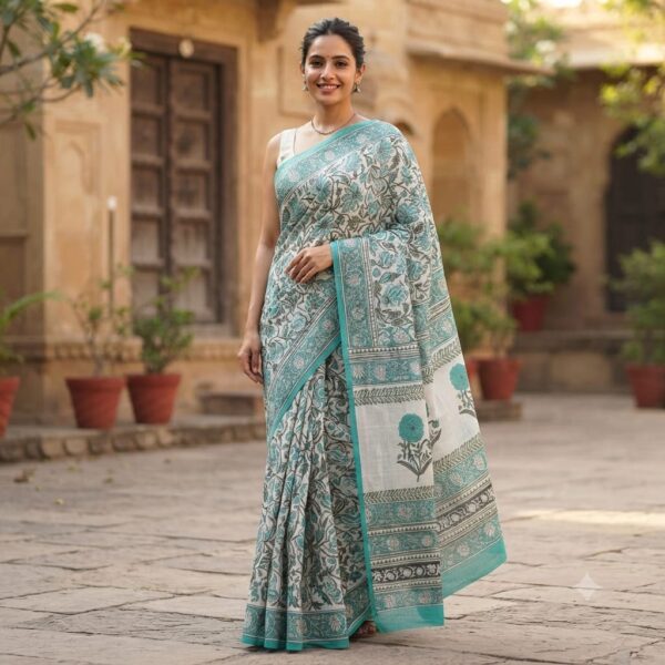 handblock print mul cotton sarees (pink light)