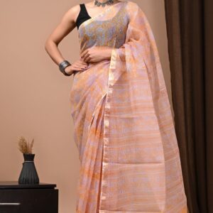 NEW ARRIVALS handblock print kota sarees (black with red)