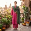 handblock print chanderi silk (navy blue floral)