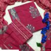 handblock print with chiffon dupatta (white with pink lines) (copy)