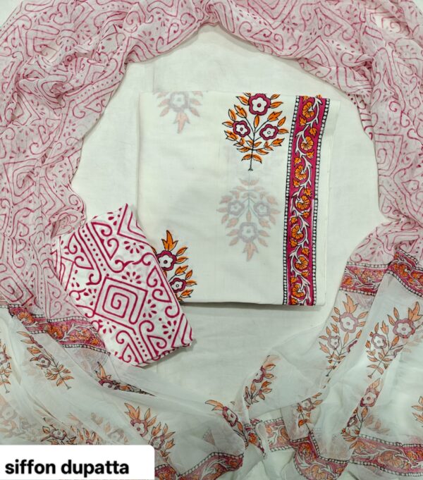 handblock print with chiffon dupatta (black)