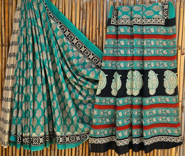 handblock print mul cotton sarees (orange) handblock print mul cotton sarees (orange)