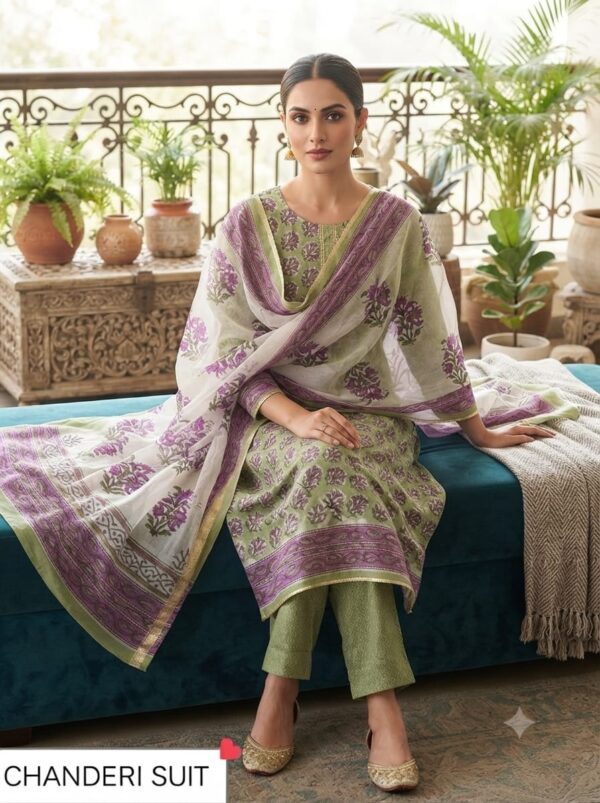 handblock print chanderi silk (printed navy blue)
