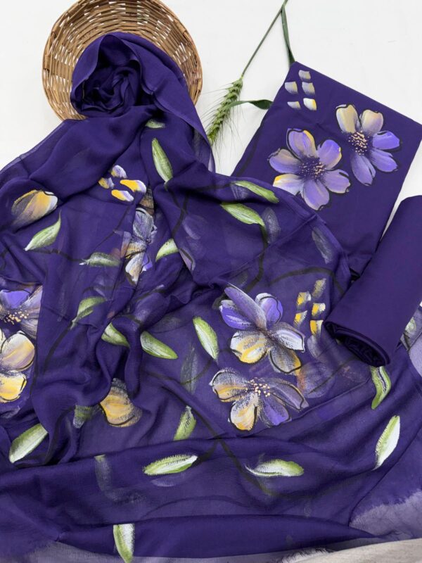 handblock print with chiffon dupatta