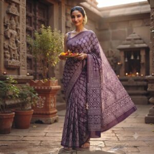 NEW ARRIVALS handblock print mul cotton sarees (green light)