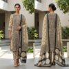 handblock print with chiffon dupatta (white with pink lines) (copy)