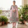 handblock print with chiffon dupatta (light purple)