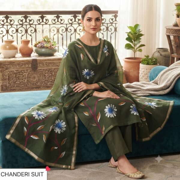 handblock print chanderi silk (printed blue)