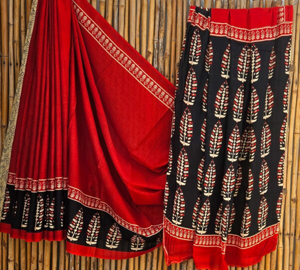 handblock print mul cotton sarees (yellow lines pattern)