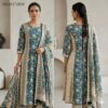 handblock print linen suit with zari border (black beige) (copy)