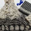 handblock print with chiffon dupatta (white with pink lines) (copy)
