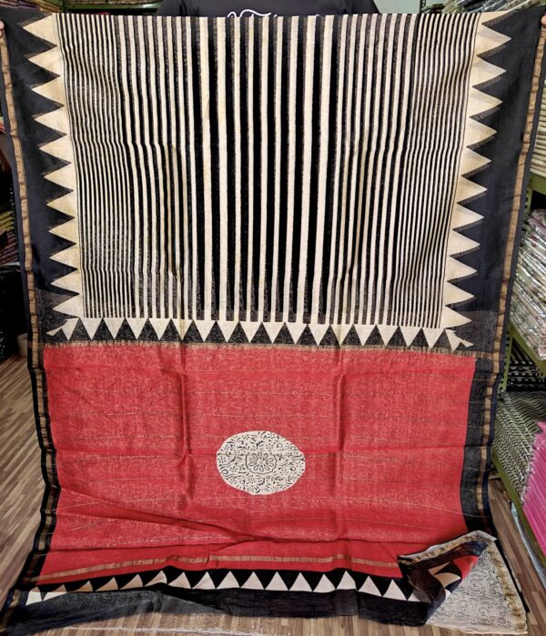 handblock print silk sarees (printed beige)
