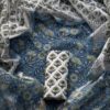 handblock print chanderi silk (teal blue)