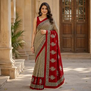 NEW ARRIVALS handblock print mul cotton sarees (blue light)