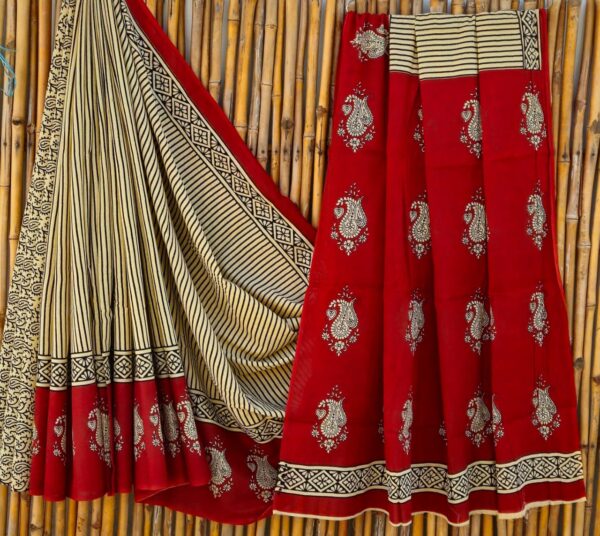 handblock print mul cotton sarees (blue light) handblock print mul cotton sarees (blue light)