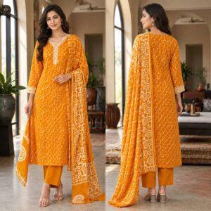 handblock print with chiffon dupatta (white with pink lines) (copy)