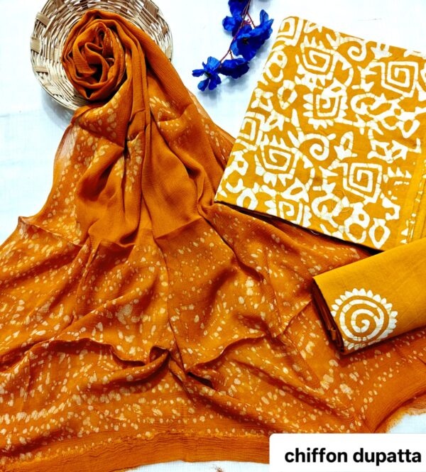 handblock print with chiffon dupatta (white with pink lines) (copy)