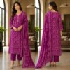 handblock print with chiffon dupatta (white with pink lines) (copy)