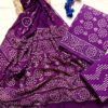 handblock print with chiffon dupatta (white with pink lines) (copy)