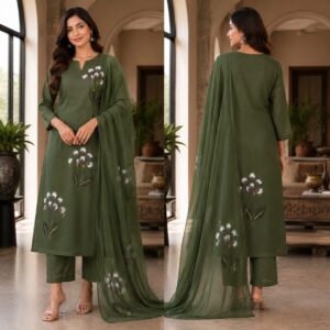 handblock print with chiffon dupatta (white with pink lines) (copy)