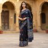 handblock print mul cotton sarees (black) (copy)