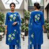handblock print with chiffon dupatta (blue fprinted)