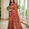 handblock print modal saree (black with red border) (copy)