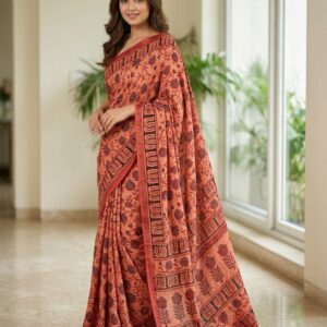 handblock print modal saree (black with red border) (copy)