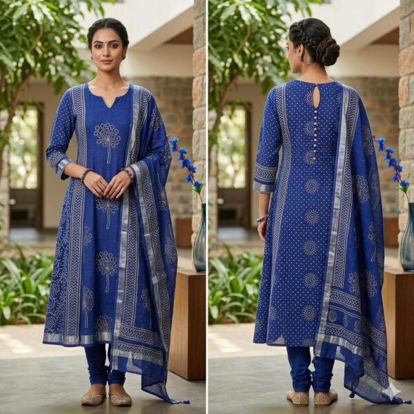 handblock print linen suit with zari border (black beige) (copy) handblock print linen suit with zari border (black beige) (copy)