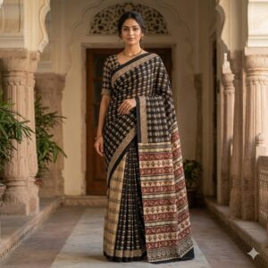 handblock print modal saree ()