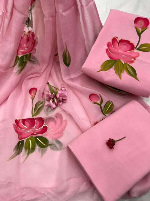 handblock print with chiffon dupatta
